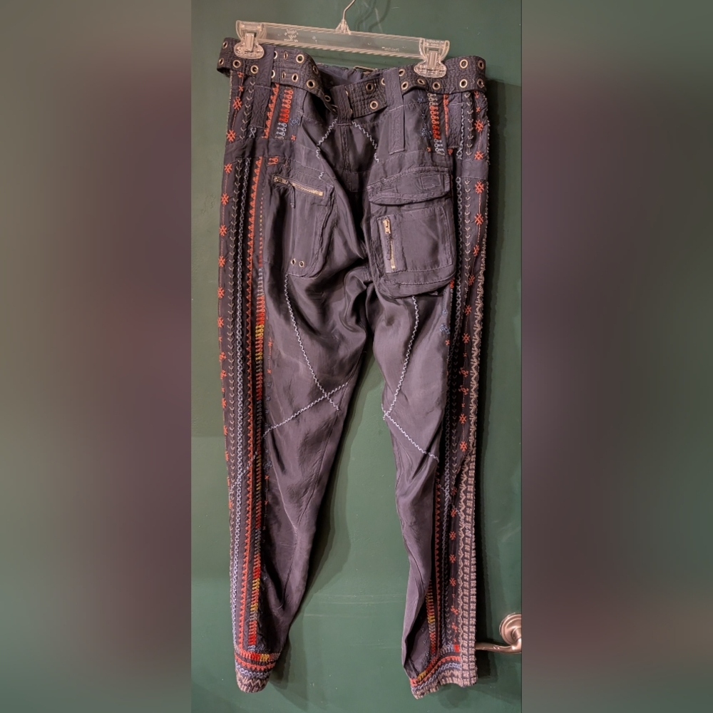 Johnny Was Dark Cargo Pants with Colorful Patterns (Runs Large) - Picture 2 of 7